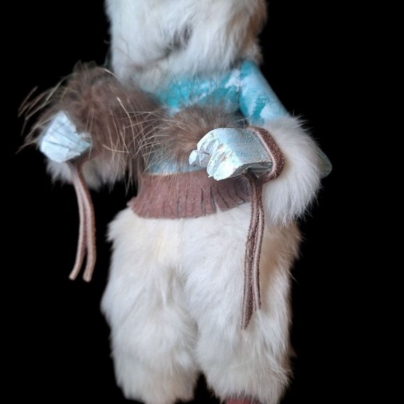 Kachina Doll White Wolf Mask  Vintage Native American God Legend Folk Art TRGB - Picture 4 of 12